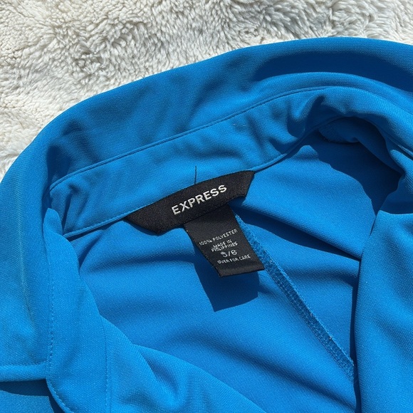 Express Blue Collared Sleeveless Dress – Size 5/6 | Tie Waist | Office Chic | - Picture 6 of 6